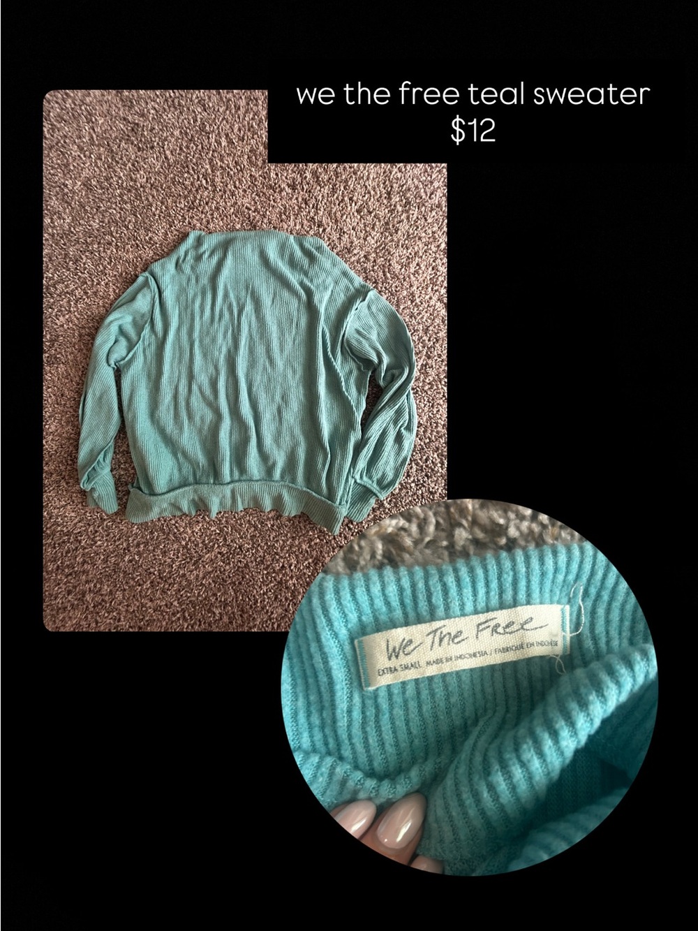 We The Free Teal Crewneck Sweater